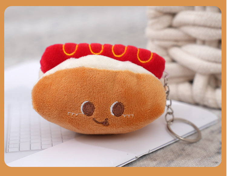 Wholesale Cute Hamburg Hot Dog Chicken Leg Plush Pendant Keychain